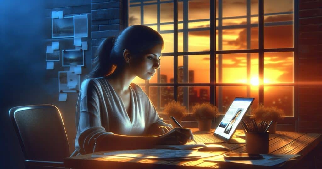 Business owner working on writing WordPress posts