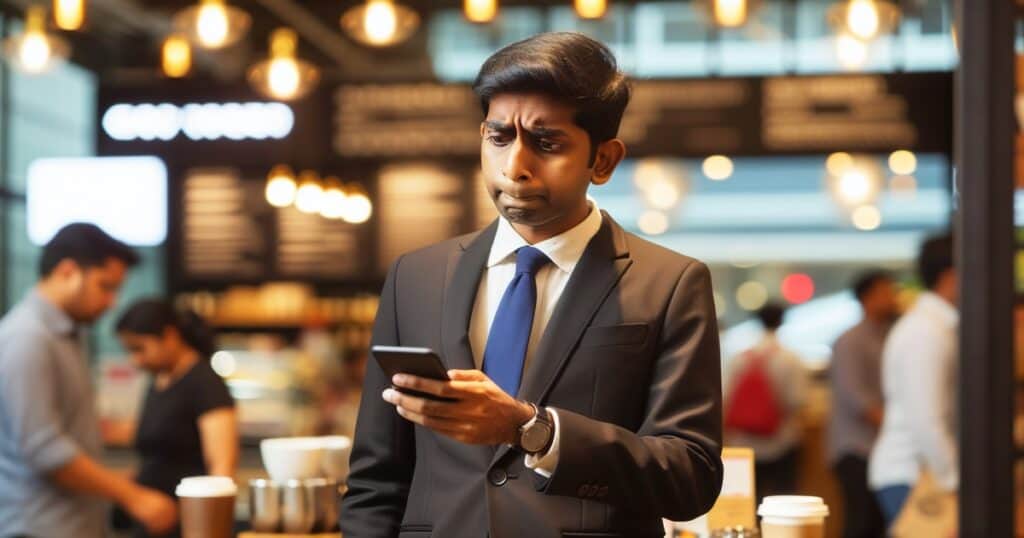 Business Owner checking website and and panicking because it is down because of a WordPress website issue